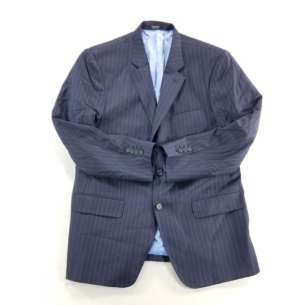 Sam Surin Bespoke Sport Coat 2-Button 44 Blue Pinstripe Surgeon Vented Super 150
